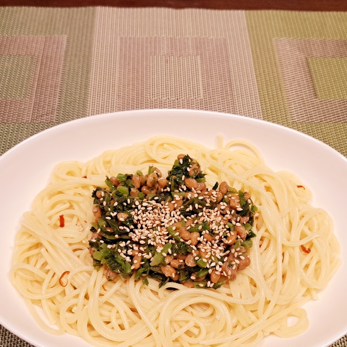 高菜と納豆のピリ辛 パスタ